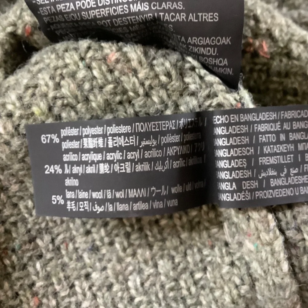 ZARA Men Cable Knit Sweater Gray Green SZ XL